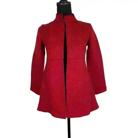 Eileen Fisher Fall Red Open Merino Wool Jacket Cardigan Size XS/S - Picture 1 of 16